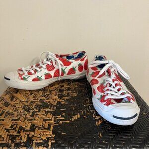Women’s 6.5 Converse Marimekko x Jack Purcell limited edition strawberry shoes.